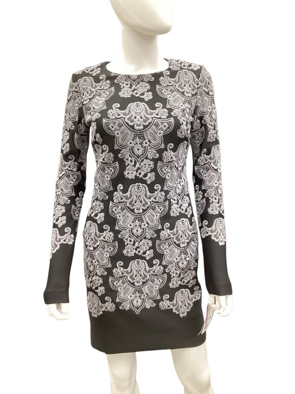 NWT Nicole Miller Artelier Dress Women’s SZ 2 Long Sleeve Knee Length Black&Gray